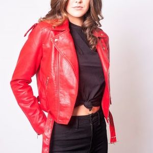 NEW Vegan Leather Cropped Biker Jacket